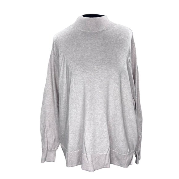 Old Navy Womens 2X Plus Mock Neck Sweater cream Cotton Blend Long Sleeve Ribbed - Picture 1 of 11